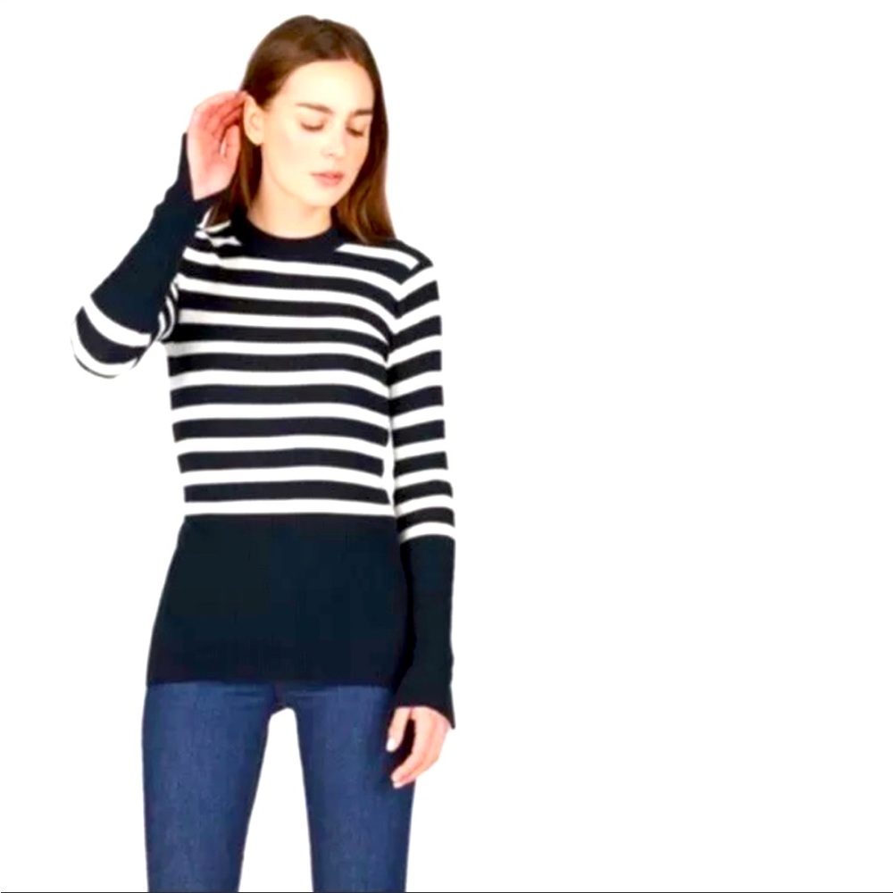 Women’s Everlane Breton Long Sleeve Mock-neck Striped Sweater Size Small